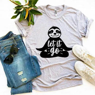 Vibrant Sloth Tee: Peach and Gray Stylish Comfort - Estalios